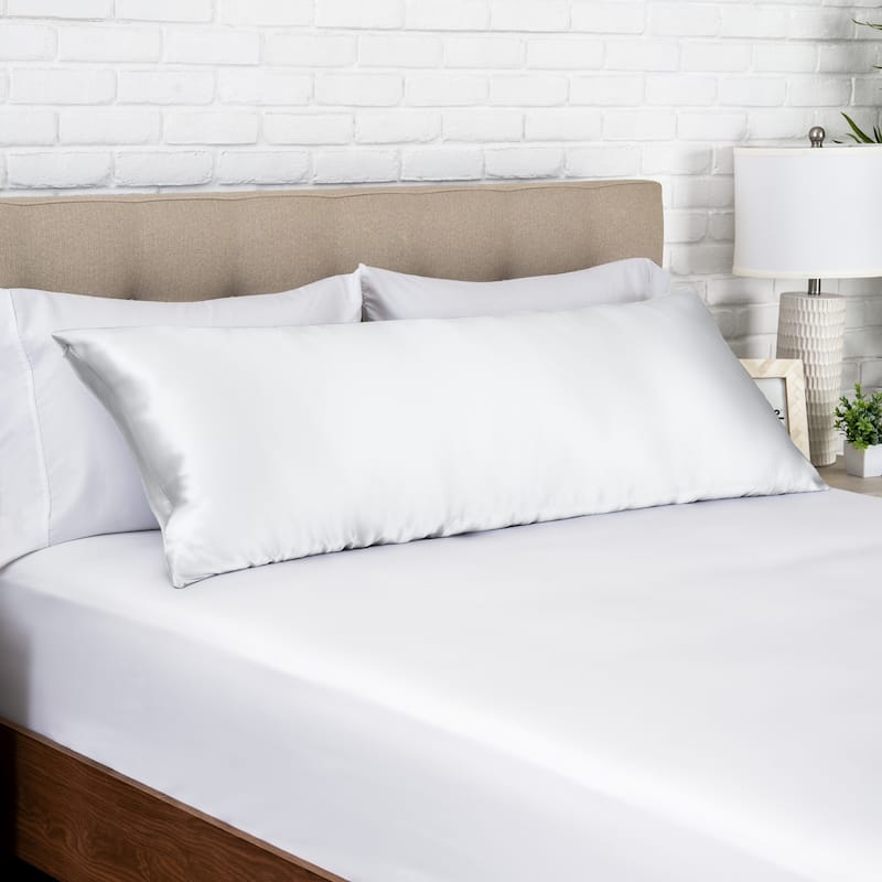 Bare Home Mulberry Silk Body Pillowcase, 19 Momme Silk - White