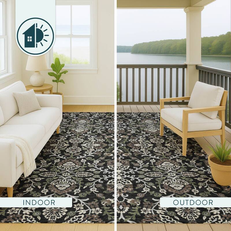 Machine Washable Indoor/ Outdoor Traditional Hartman Chantille Rug