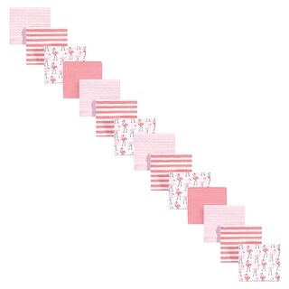 Hudson Baby Infant Girl Cotton Flannel Receiving Blankets Bundle Set, Pink Flamingos 14-Pack, One Size