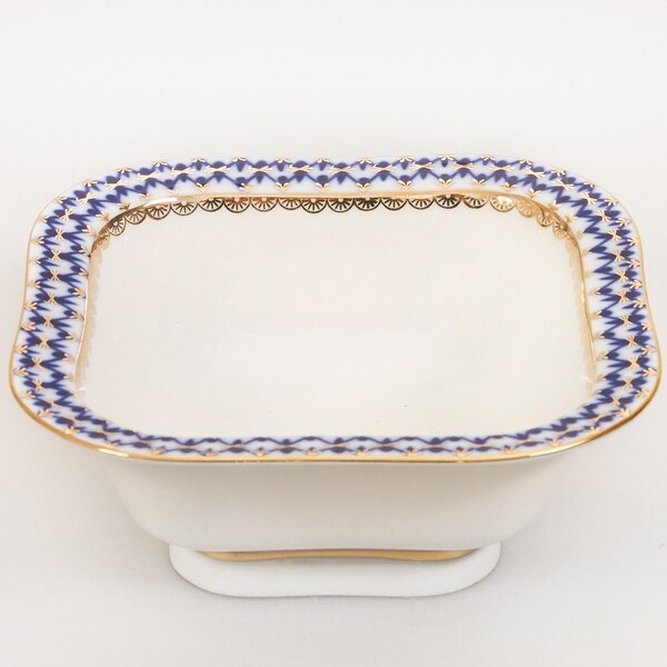 Imperial Porcelain Factory Cobalt Netting 12 Oz Porcelain Serving Bowl ...