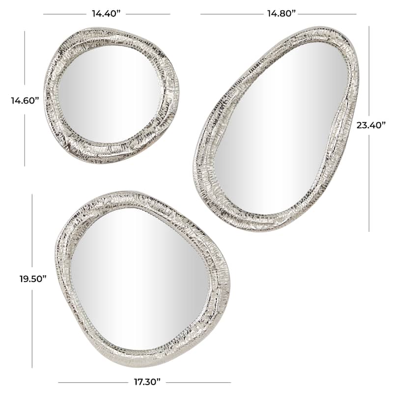Aluminum Metal Abstract Wall Mirror - Set of 3 Silver or Gold - Roche River Decor