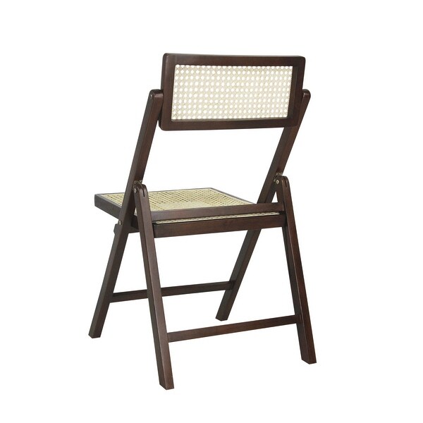Olivier Mid-Century Vintage Wood Rattan Folding Chair with