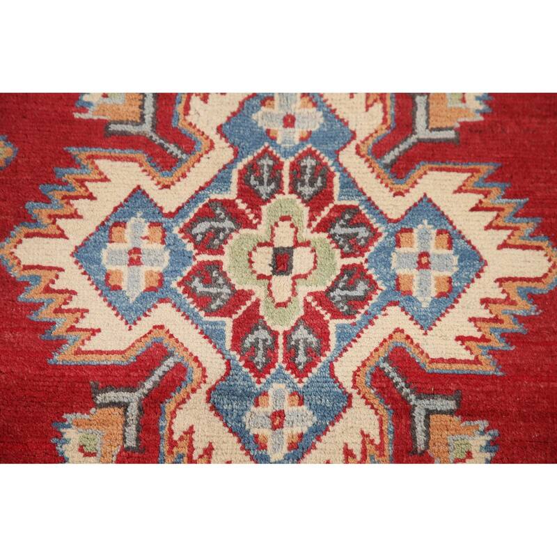 Hand Knotted Oriental 100% Wool Carpet Traditional Geometric Red Kazak Area Rug - 10' 5'' X 6' 3''