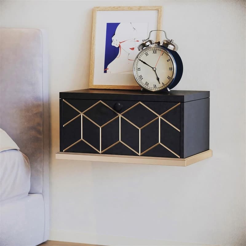 Floating Shelves for Wall - 15.4"D x 9"W x 7"H - Black