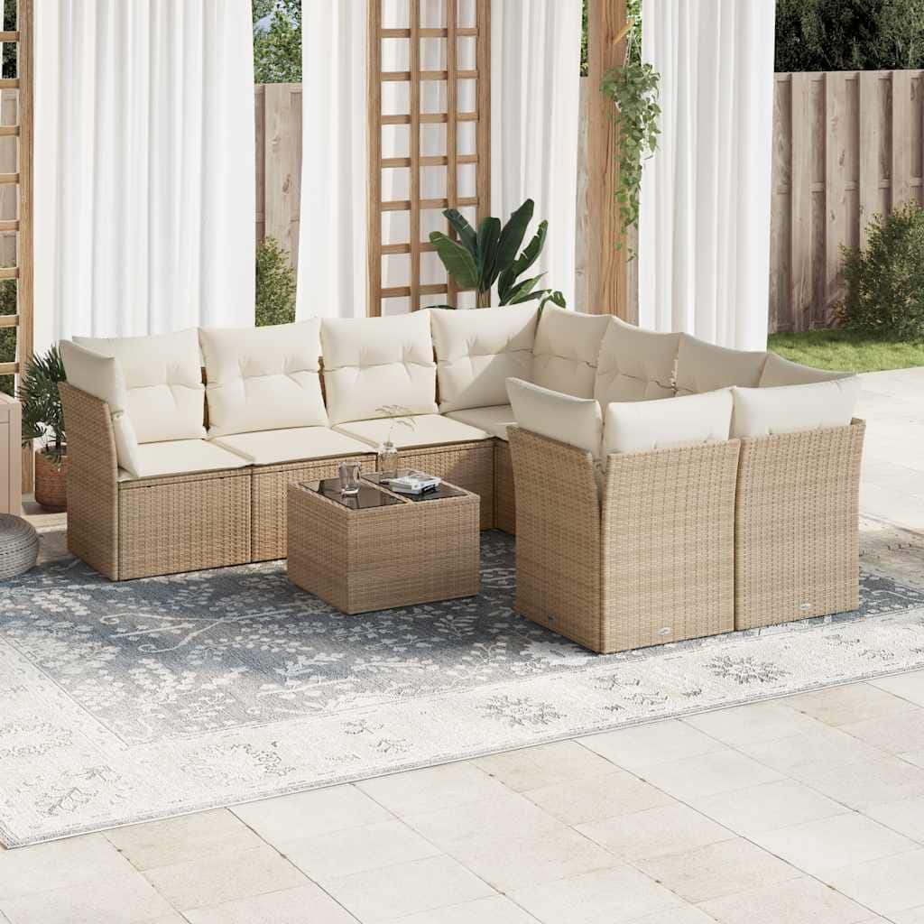 vidaXL Garden Sofa Set Beige PE Rattan Large Modular Garden Sofa Set - 21.7 x 21.7 x 14.6