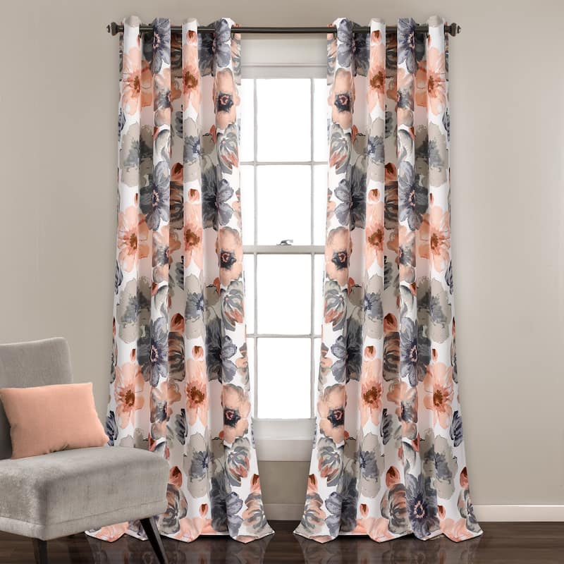 Lush Decor Leah Room Darkening Curtain Panel Pair - 52"W x 84"L - Coral
