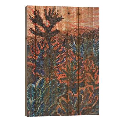 Sunset On Tanque Verde Ranch In Arizona Print On Wood by Tanbelia - Multi-Color