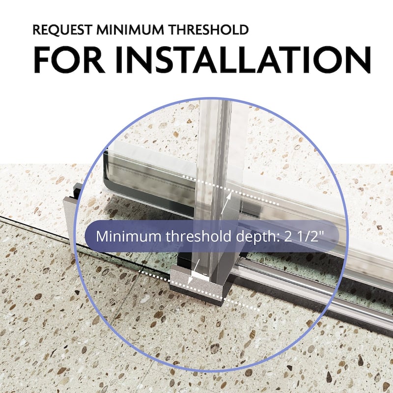 Glassic SI Series 62" - 66" W x 75" H Contemporary Frameless Single Sliding Shower Doors With 3/8" Clear Tempered Glass