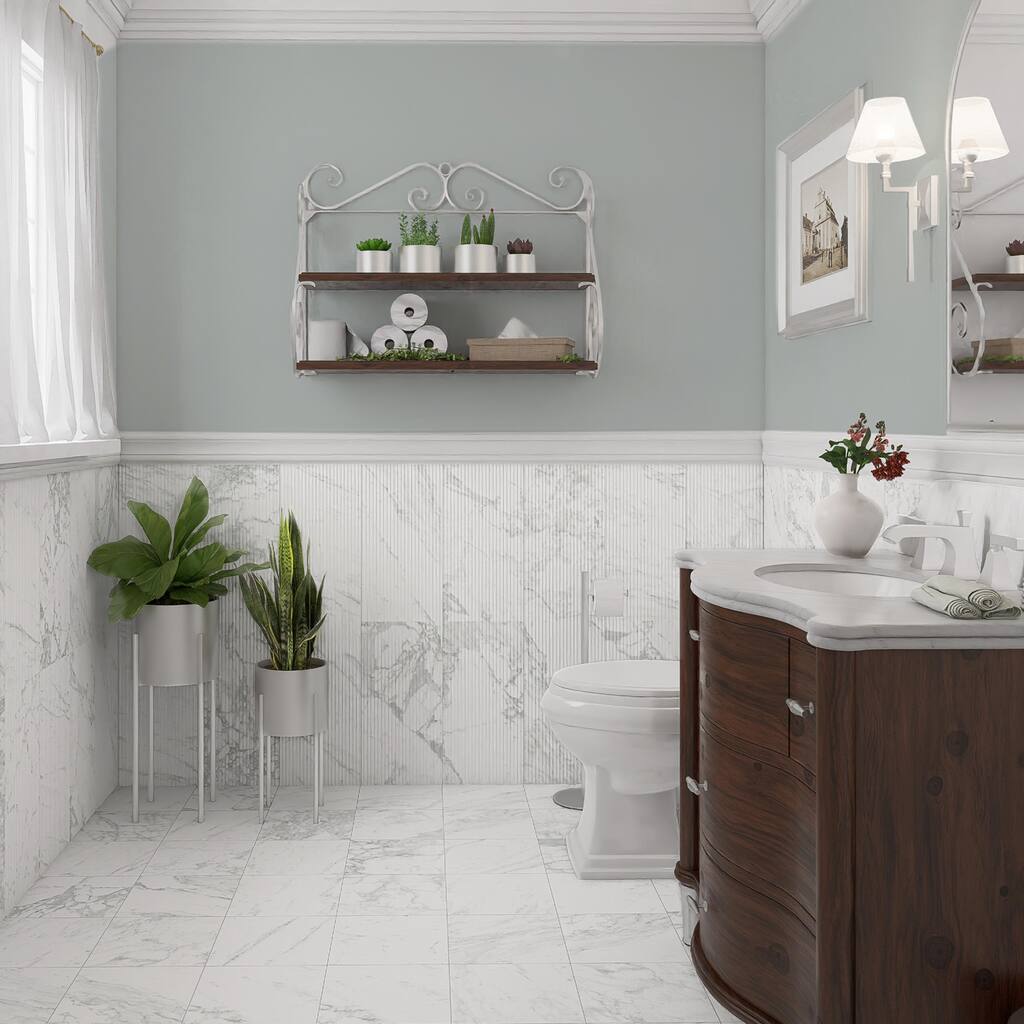 Merola Tile Reve Roseliere Deco Blanc 11-3/4" x 23-1/2" Porcelain Wall Tile