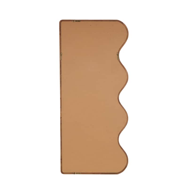 Wood Abstract Wavy Wall Mirror - Brown - Roche River Decor