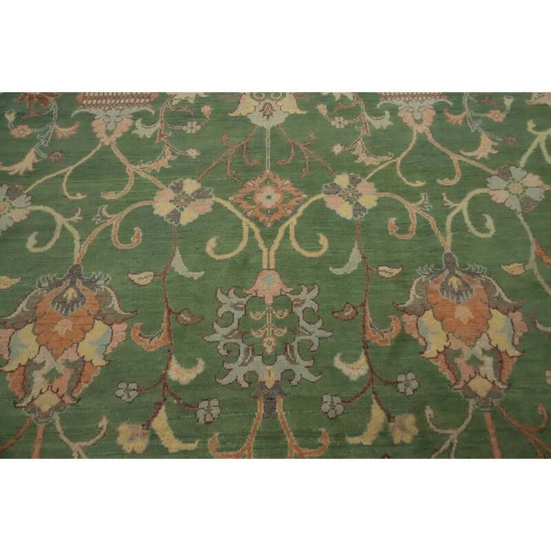 Hand Knotted Oriental 100% Wool Carpet Traditional All-Over Green Kazak Area Rug - 9' 8'' X 8' 4''