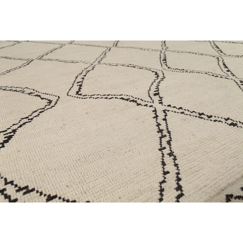 Trellis Modern Moroccan Area Rug Handmade Wool Carpet - 8'2"x 10'10"