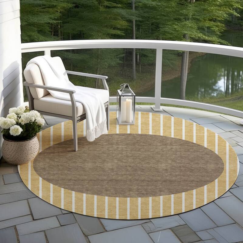 Machine Washable Indoor/ Outdoor Modern Sunrise Chantille Rug
