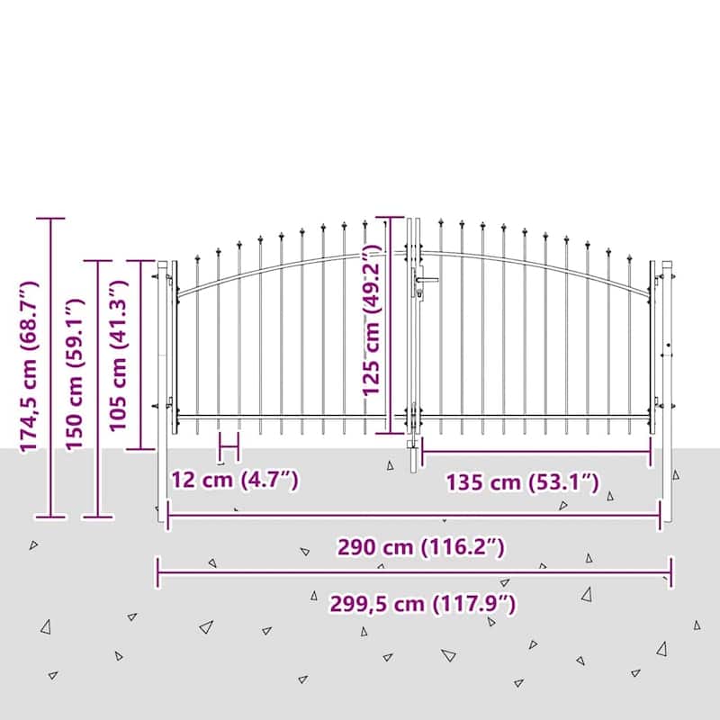 vidaXL Garden Gate with Lock Gray Steel