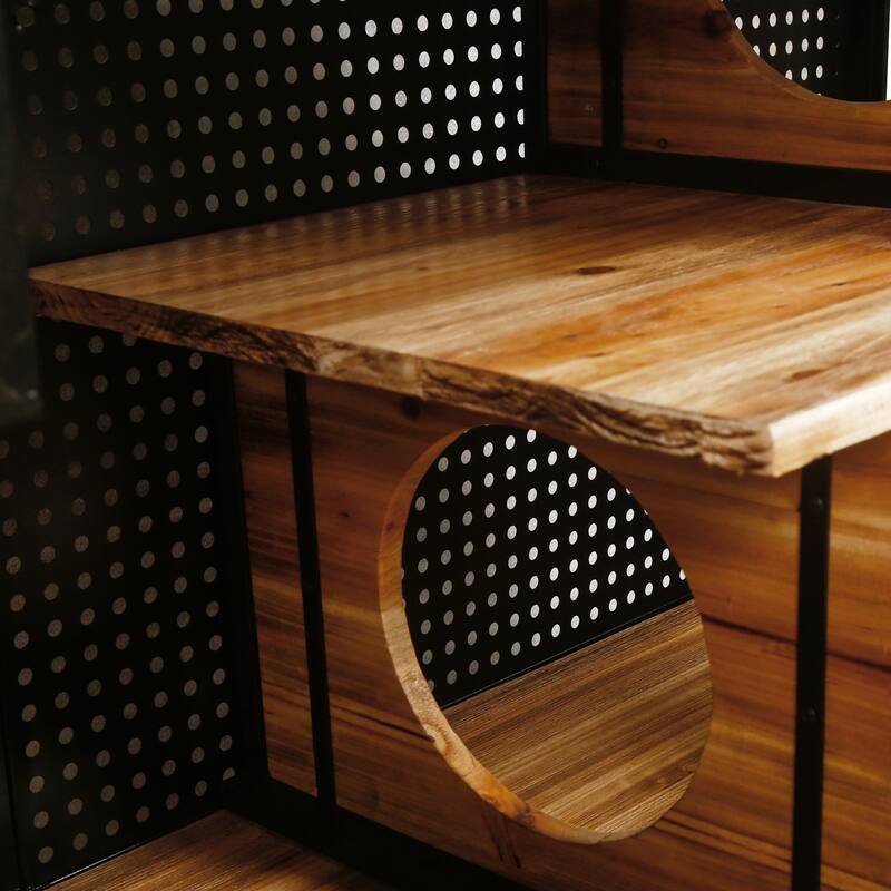 55" Modern Spacious Cat House with Tempered Glass for Living Room and More