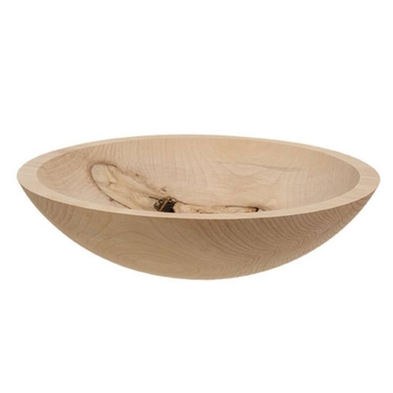 Sand Wooden Bowl Beech Wood Serving Bowl Handcrafted Smooth Finish Salad Snack Display - 3.25" H x 12"Dia 