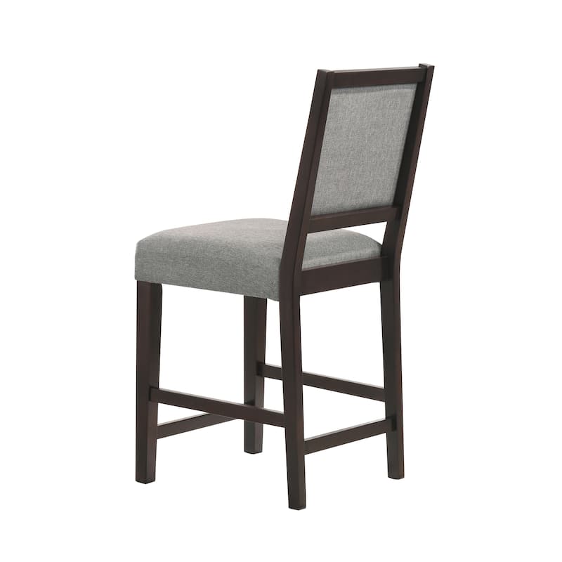 Knoxville Grey and Espresso Upholstered Stool with Footrest (Set of 2)