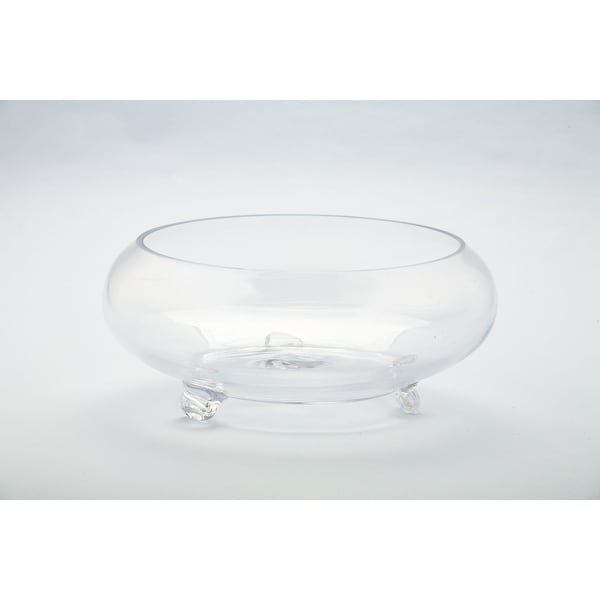 9.5" Cylindrical Round Glass Vase with Pedestal - N/A