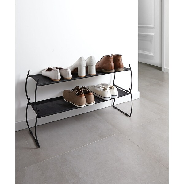 Umbra 318125 Set of Two Imelda 32" Wide Polyester Stackable Shoe Rack by Jordan Murphy - Black