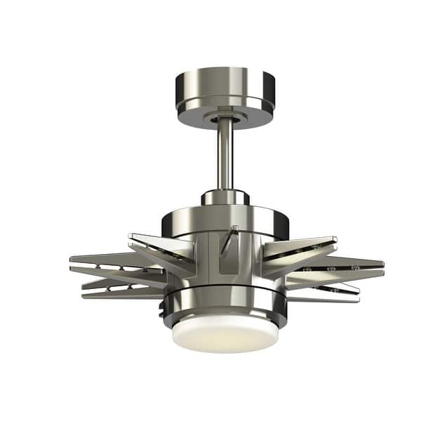 slide 2 of 12, Fanimation Odyn Custom Indoor/Outdoor Smart Ceiling Fan DC Motor with LED CCT Select Light Kit and Remote - Brushed Nickel