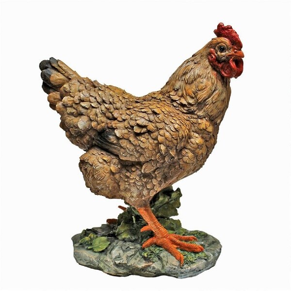 13" Hen Chicken Barnyard Hand-painted Statue - N/A