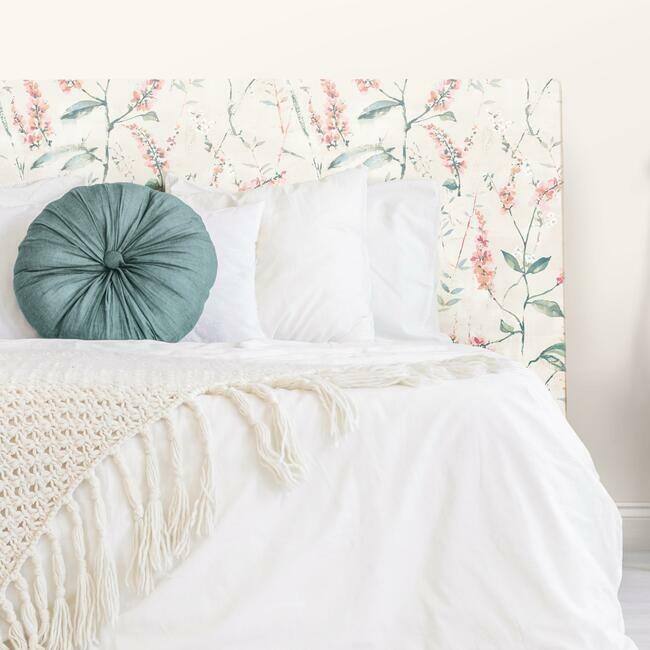 RoomMates Floral Sprig Peel and Stick Wallpaper Orange Bed Bath