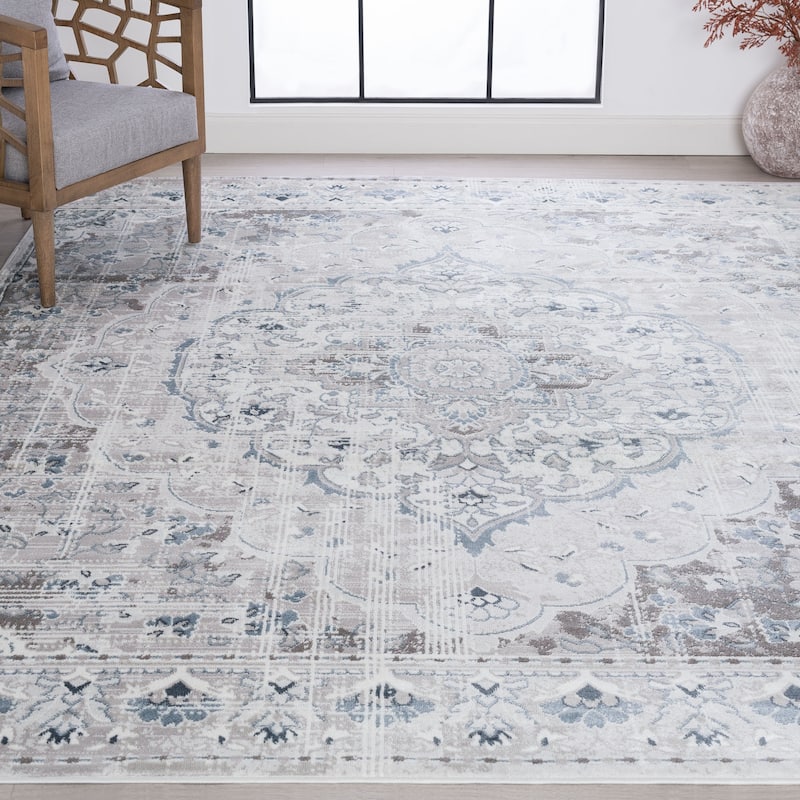 Bohemian Medallion Area Rug or Runner - Rugs for Living Room Bedroom Dining Room Kitchen 2x3 / 2x8 / 4x6 / 5x7 / 8x10 / 9x12 - 7'10'' x 10'2'' - Gray