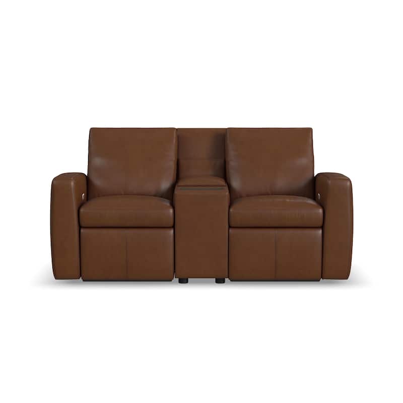 Arina Fawn Power Reclining Loveseat with Console by Flexsteel - 75" x 40" x 39"