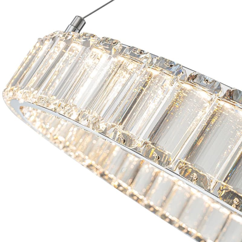 Modern Chrome Crystal Ring Dimmable LED Pendant