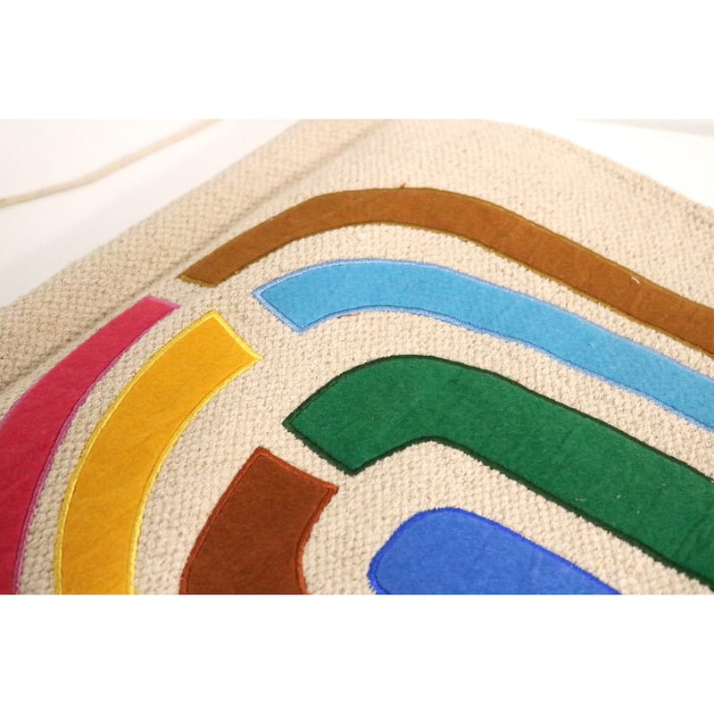 Home&Manor Large Rainbow Macrame Wall Hanging