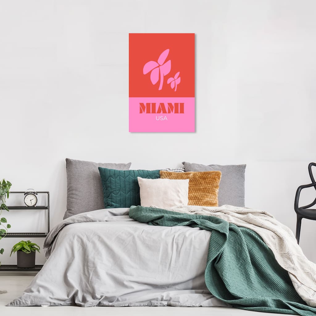 Wynwood Studio Canvas Cities and Skylines Travel to Miami Red and Light Red Modern & Contemporary Wall Art Canvas Print