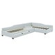 preview thumbnail 23 of 40, 3-in-1 Daybed L-shape Corner Sofa Bed with Pull-out Drawer and Trundle Bed, Linen Upholstered Bed Twin Size Sleeper Couch Bed