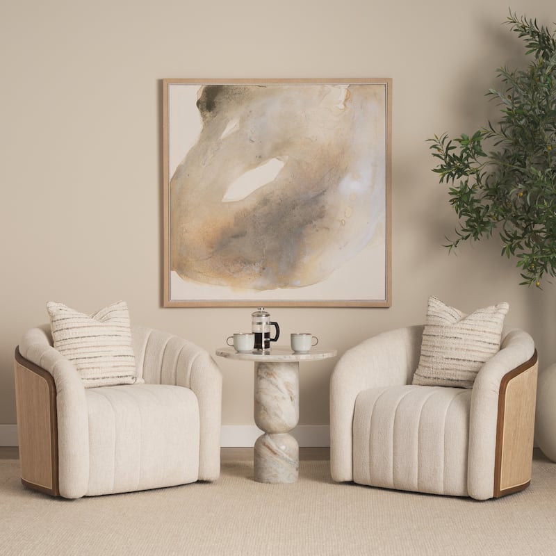 Nylah Solid Pink Marble Round Accent Table