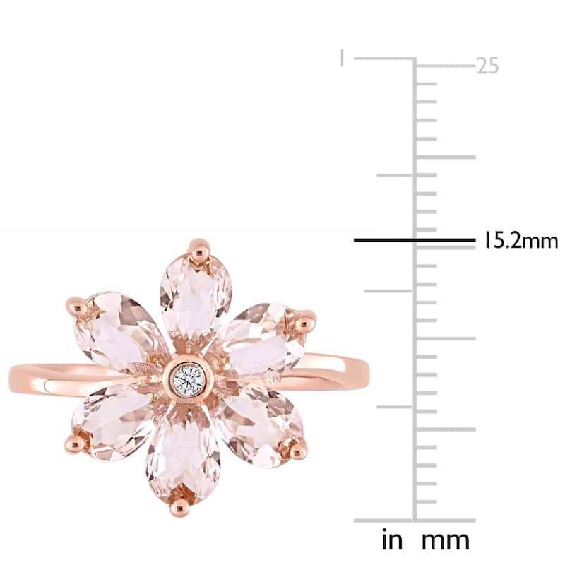 Miadora 10k Rose Pear-cut Morganite and Diamond Accent Floral Ring