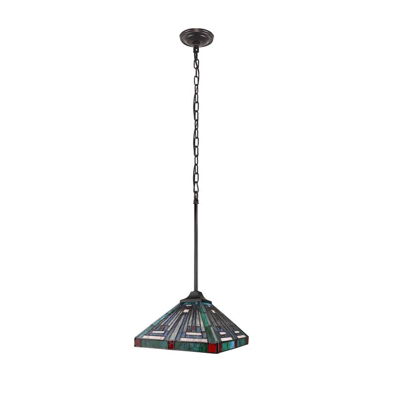 Tiffany-Style 1-Light Mission Ceiling Pendant 12" Shade