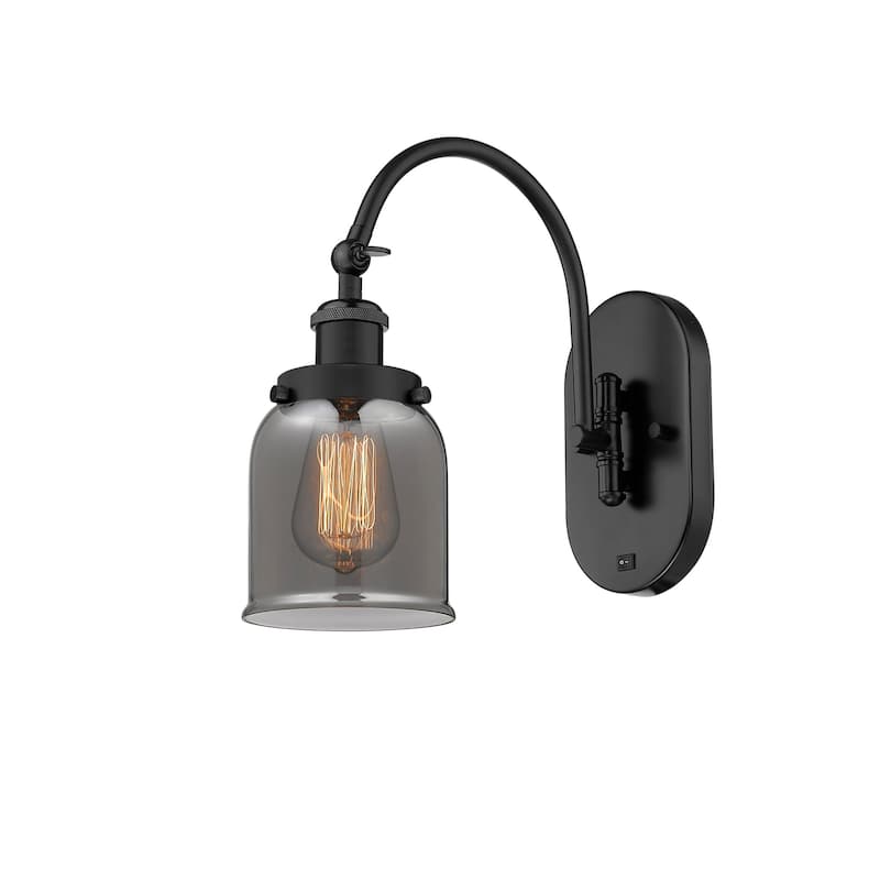 Innovations Lighting 918-1W-13-5 Bell Sconce Bell 13" Tall Wall Sconce - Matte Black / Plated Smoke