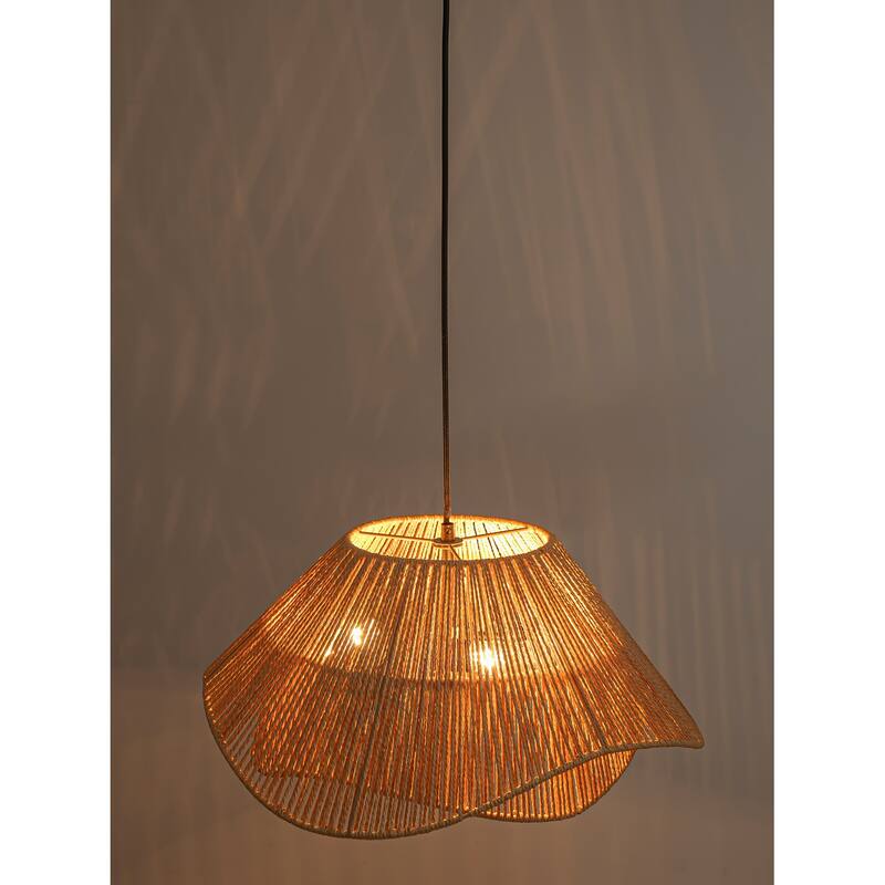 FTL Rattan Plug in Pendant Light for Ceiling Farmhouse Boho Woven - 19.7 inch