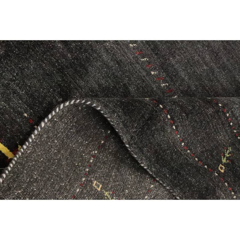 Hand Knotted Oriental 100% Wool Carpet Tribal Animal Pictorial Greys & Charcoal Gabbeh Area Rug - 8' 0'' X 5' 6''