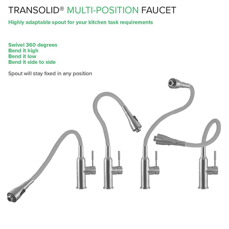Transolid Kitchen/Laundry Faucet with Dual Spray and Flex Neck - N/A