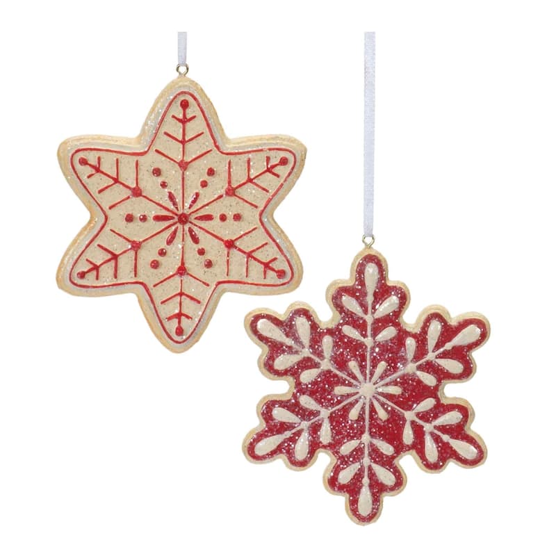 Set of 12 Frosted Gingerbread Snowflake Cookie Christmas Ornaments 4"