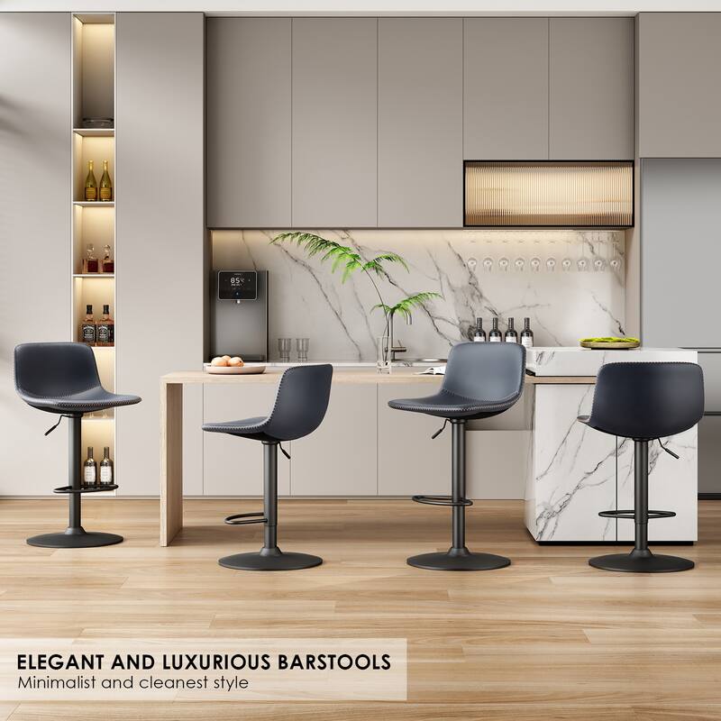 Adjustable Bar Stools Set of 2, Modern Swivel Bar Stools, Bar Height Stools with Back Support Counter Height Bar Chairs