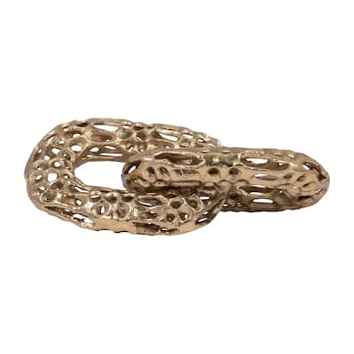 Sagebrook Home 12-Inch Gold 2-Linked Metal Chains - Aluminum Decorative Object for Modern Home Accent and Elegance