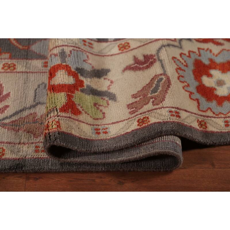 Gray Oushak Oriental Area Rug Hand-Knotted Wool Carpet - 8'10"x 11'9"