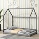 preview thumbnail 7 of 14, Functional Twin Floor Bed with House Roof Frame, Storage Stands, Clothes Hangers