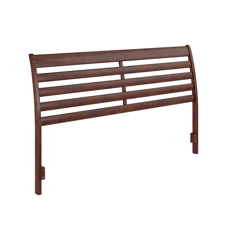 Solid Wood Headboard King Size - Walnut Finish, USB Charger, Modern Bedroom Decor