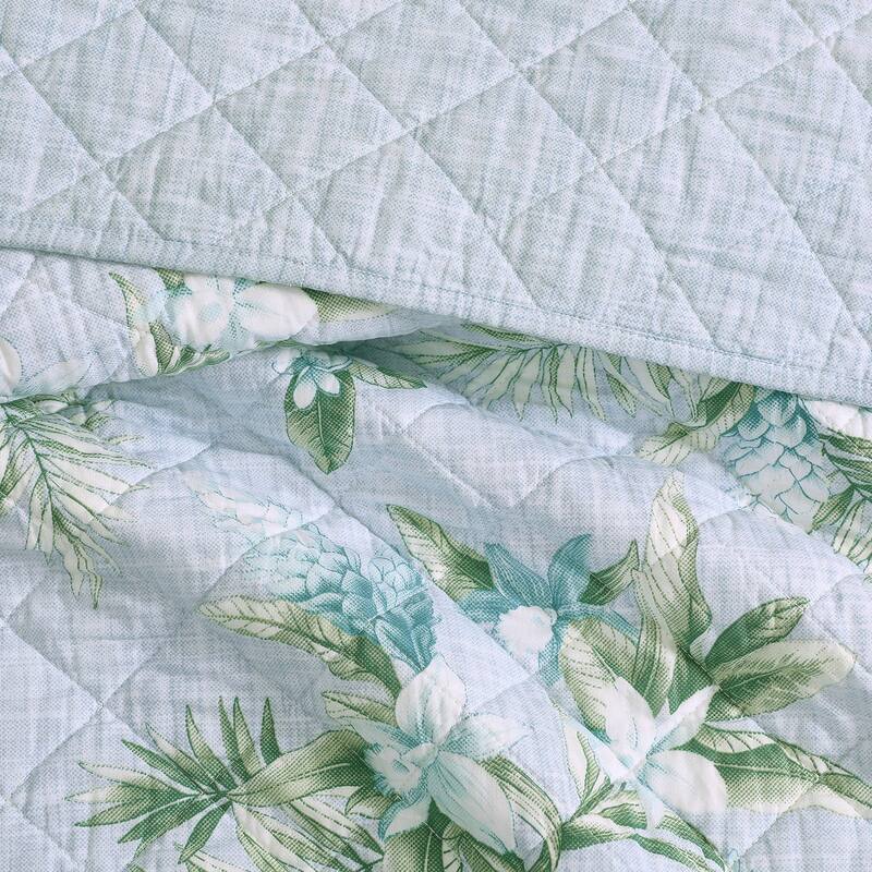 Tommy Bahama Floral Enchantment Blue Cotton Reversible Quilt Set