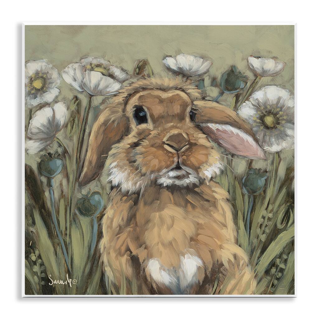 Stupell Rabbit in Poppy Garden Wall Plaque Art Design By Sara G. Designs