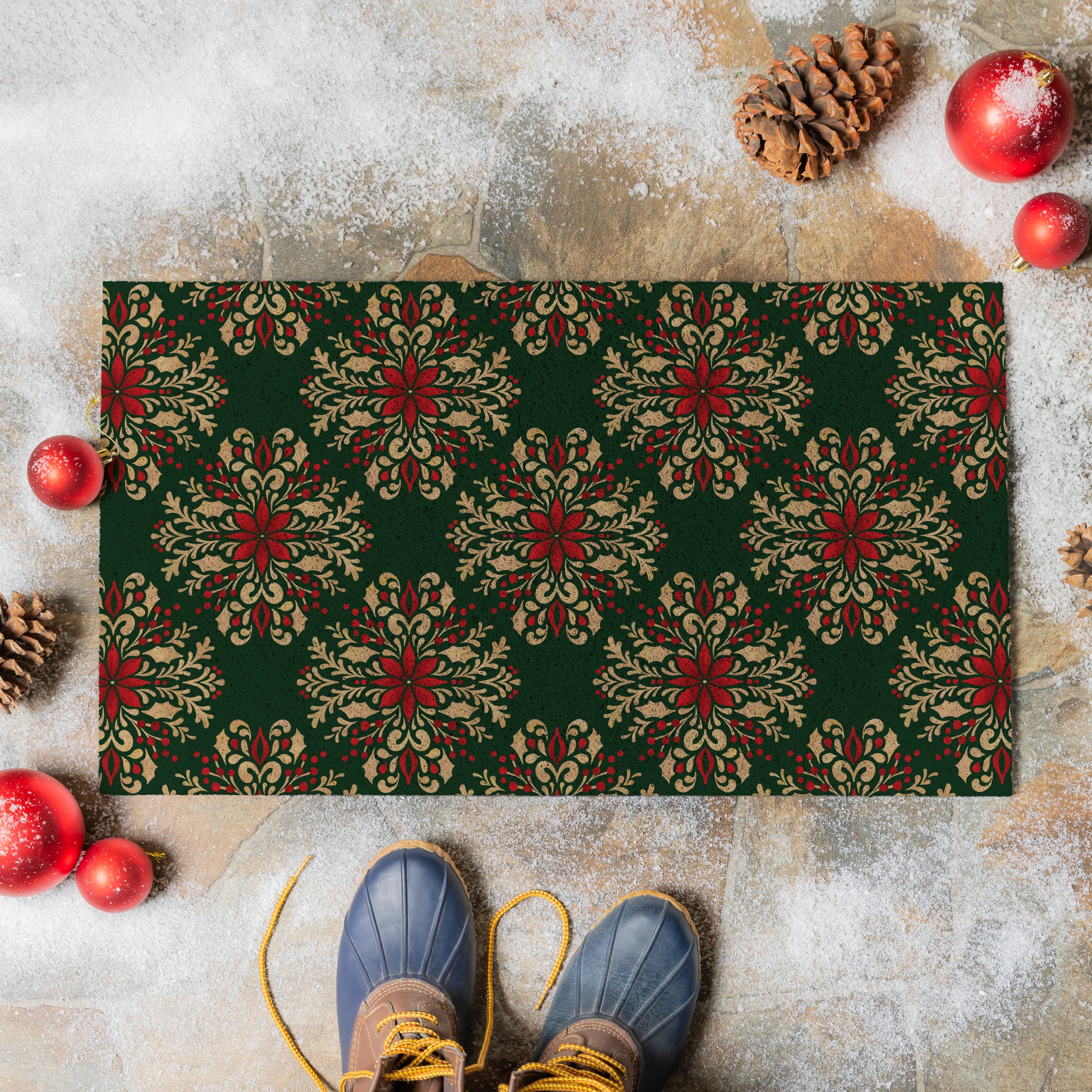 Damask PVC Trapper Door Mat - 28" x 16"