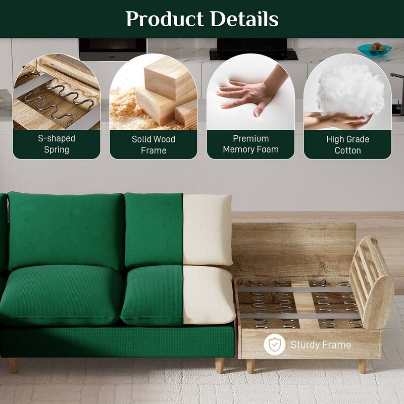 Modern U-Shaped Sectional Sofa Couch with Ottoman Chaise for Living Room