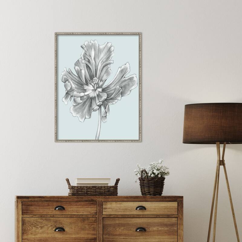 Silvery Blue Tulips No. 3 by Jennifer Goldberger Wood Framed Wall Art Print